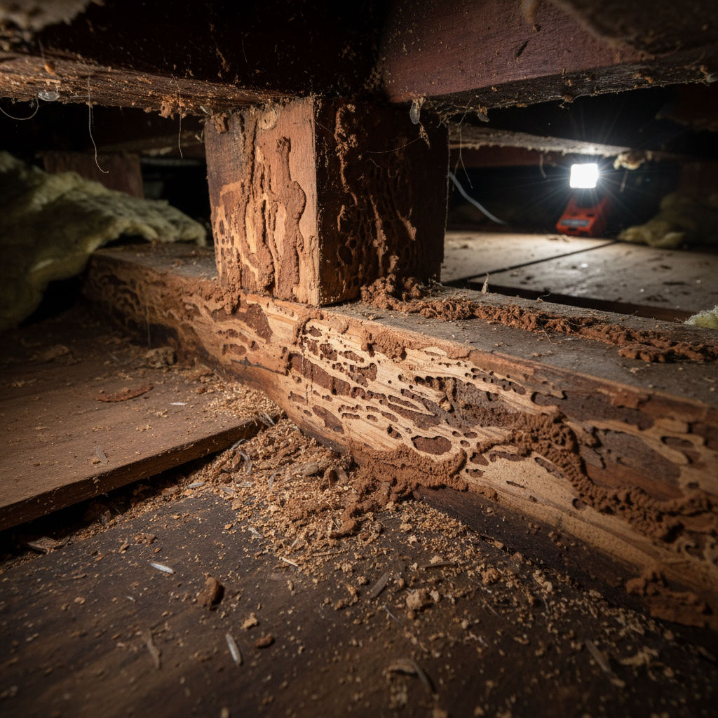 Termite damage close-up
